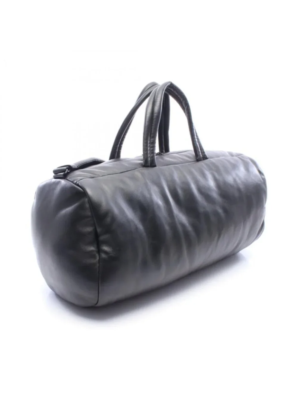 Saint Laurent Paris Boston Bag Wide Logo Puffer Black Leather